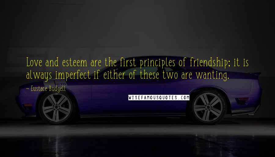 Eustace Budgell Quotes: Love and esteem are the first principles of friendship; it is always imperfect if either of these two are wanting.