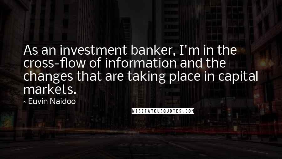 Euvin Naidoo Quotes: As an investment banker, I'm in the cross-flow of information and the changes that are taking place in capital markets.