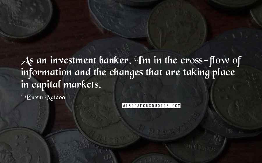 Euvin Naidoo Quotes: As an investment banker, I'm in the cross-flow of information and the changes that are taking place in capital markets.