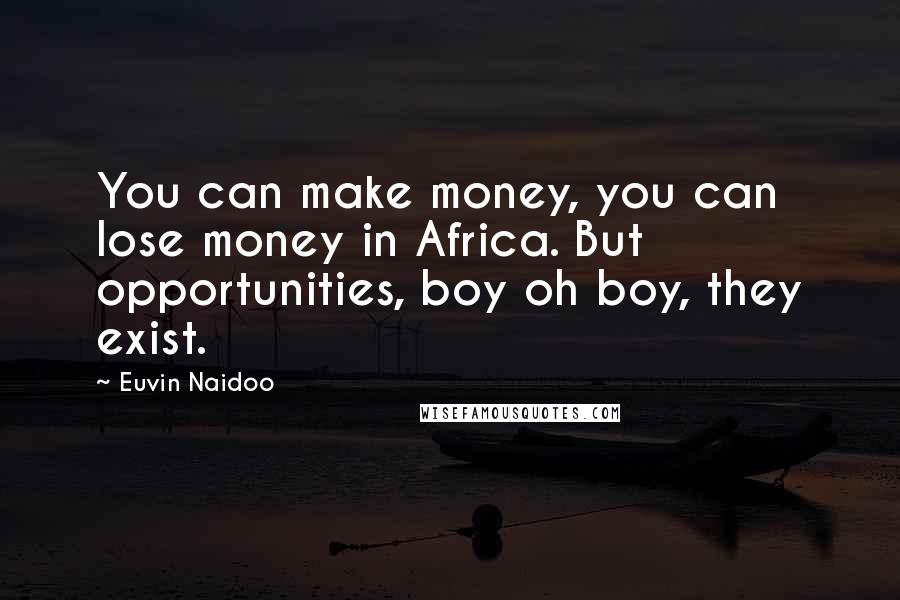 Euvin Naidoo Quotes: You can make money, you can lose money in Africa. But opportunities, boy oh boy, they exist.