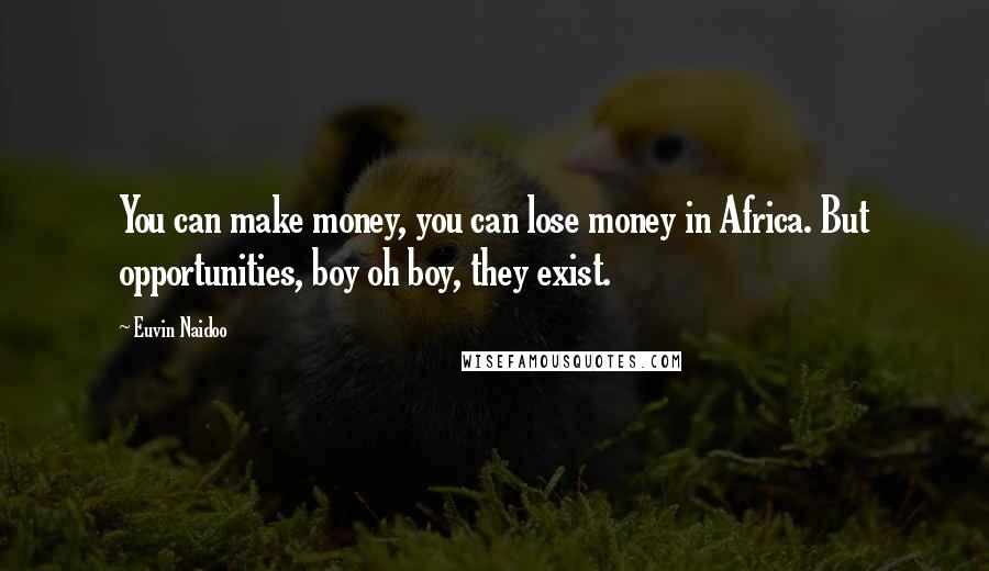 Euvin Naidoo Quotes: You can make money, you can lose money in Africa. But opportunities, boy oh boy, they exist.