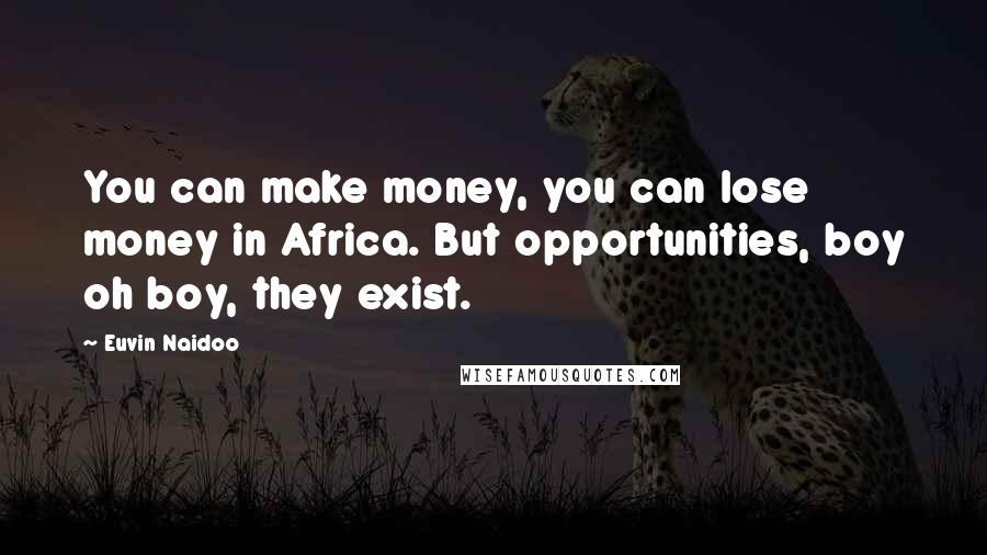 Euvin Naidoo Quotes: You can make money, you can lose money in Africa. But opportunities, boy oh boy, they exist.