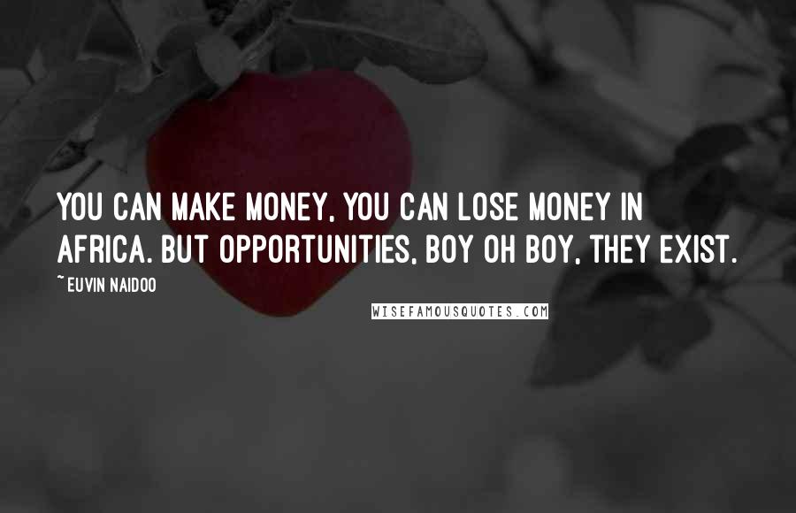 Euvin Naidoo Quotes: You can make money, you can lose money in Africa. But opportunities, boy oh boy, they exist.