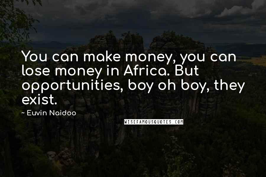 Euvin Naidoo Quotes: You can make money, you can lose money in Africa. But opportunities, boy oh boy, they exist.