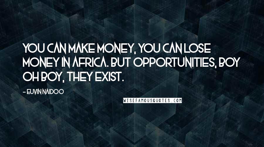 Euvin Naidoo Quotes: You can make money, you can lose money in Africa. But opportunities, boy oh boy, they exist.