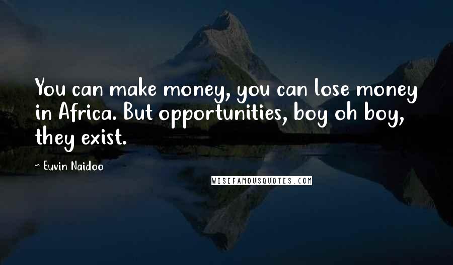 Euvin Naidoo Quotes: You can make money, you can lose money in Africa. But opportunities, boy oh boy, they exist.