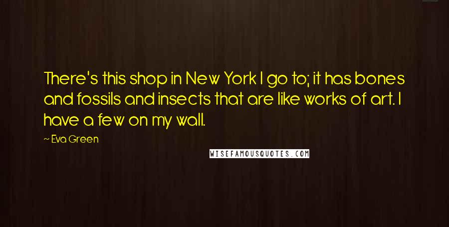 Eva Green Quotes: There's this shop in New York I go to; it has bones and fossils and insects that are like works of art. I have a few on my wall.