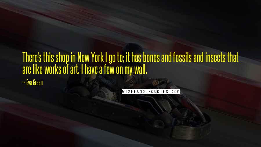 Eva Green Quotes: There's this shop in New York I go to; it has bones and fossils and insects that are like works of art. I have a few on my wall.