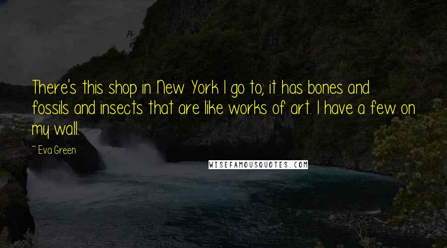 Eva Green Quotes: There's this shop in New York I go to; it has bones and fossils and insects that are like works of art. I have a few on my wall.