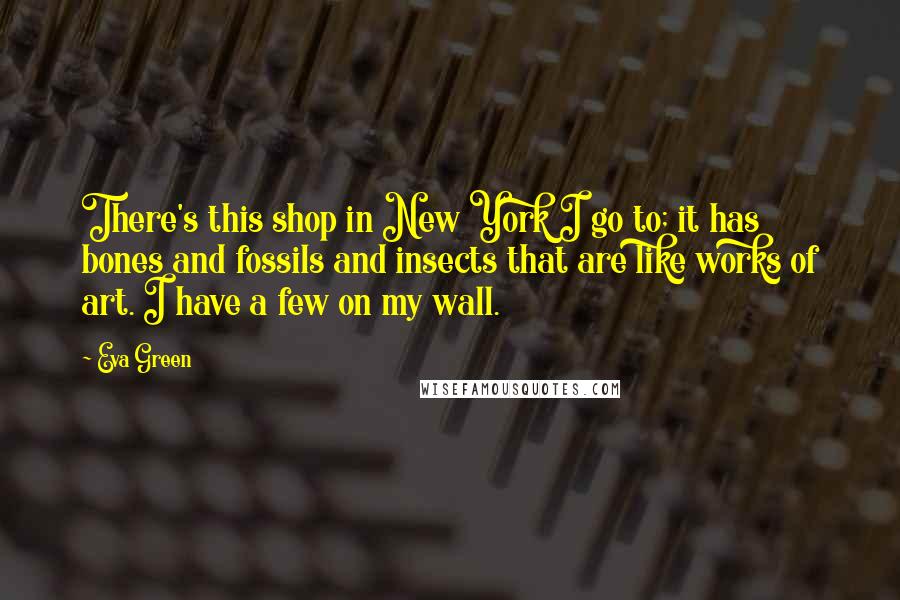 Eva Green Quotes: There's this shop in New York I go to; it has bones and fossils and insects that are like works of art. I have a few on my wall.