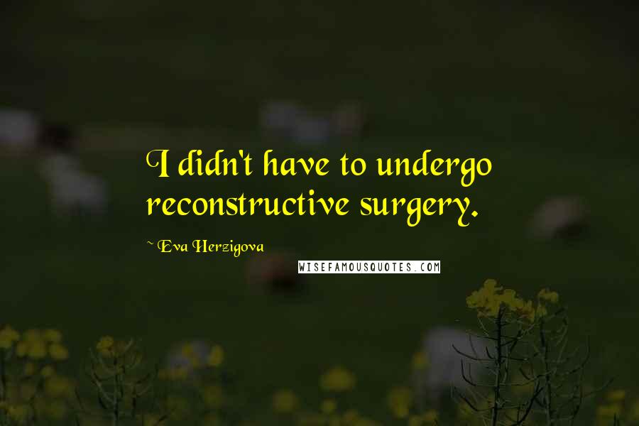Eva Herzigova Quotes: I didn't have to undergo reconstructive surgery.