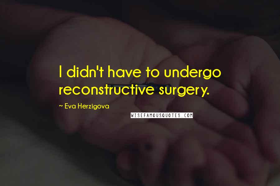 Eva Herzigova Quotes: I didn't have to undergo reconstructive surgery.