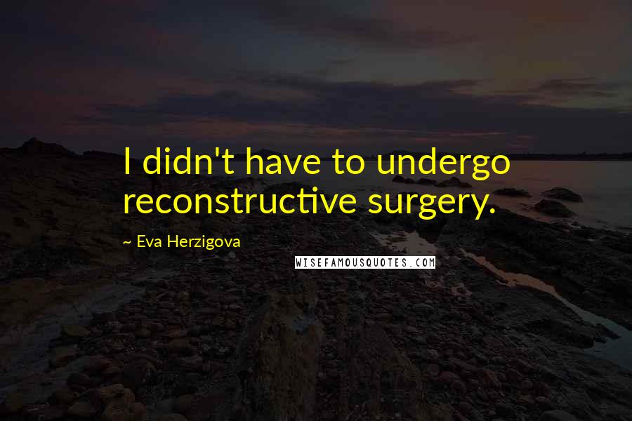 Eva Herzigova Quotes: I didn't have to undergo reconstructive surgery.