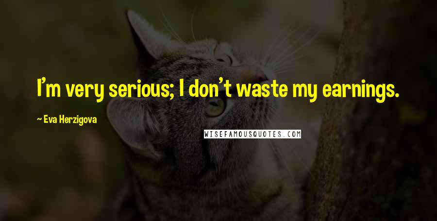 Eva Herzigova Quotes: I'm very serious; I don't waste my earnings.