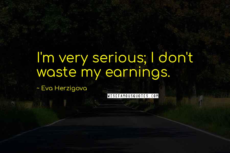 Eva Herzigova Quotes: I'm very serious; I don't waste my earnings.