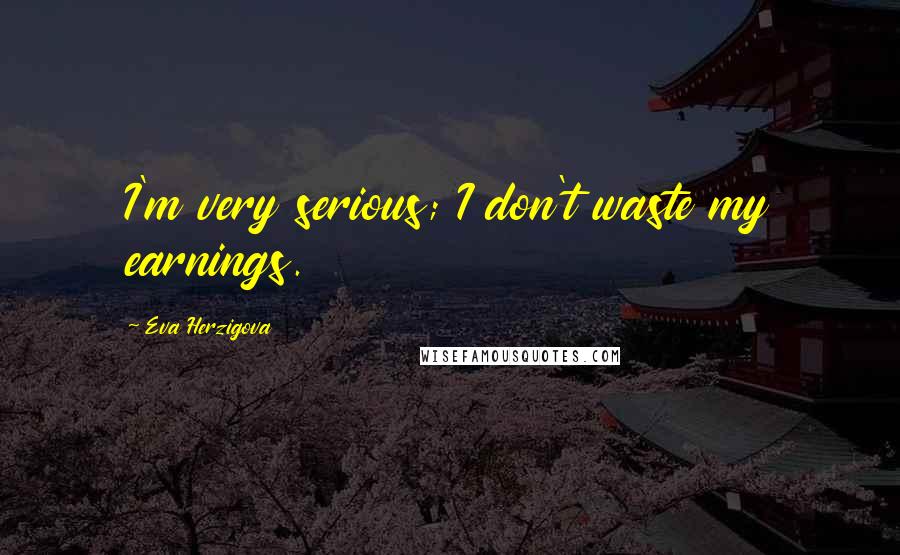 Eva Herzigova Quotes: I'm very serious; I don't waste my earnings.