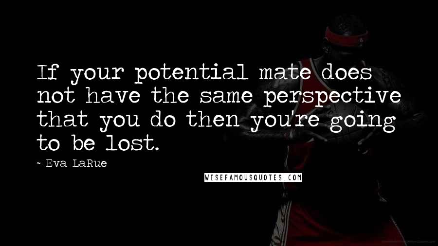 Eva LaRue Quotes: If your potential mate does not have the same perspective that you do then you're going to be lost.