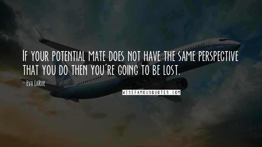 Eva LaRue Quotes: If your potential mate does not have the same perspective that you do then you're going to be lost.