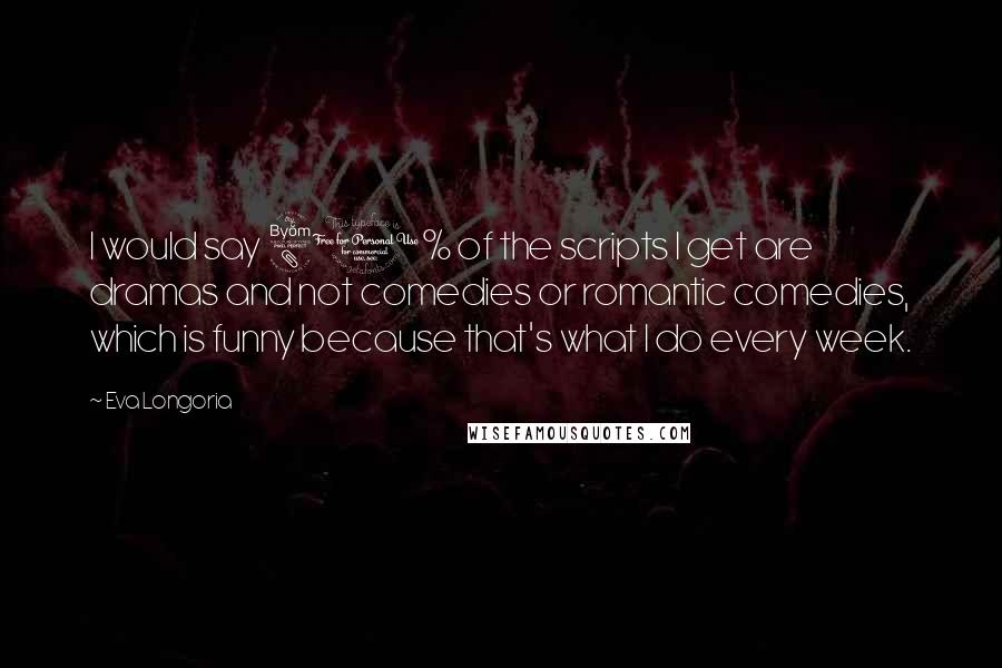Eva Longoria Quotes: I would say 80% of the scripts I get are dramas and not comedies or romantic comedies, which is funny because that's what I do every week.