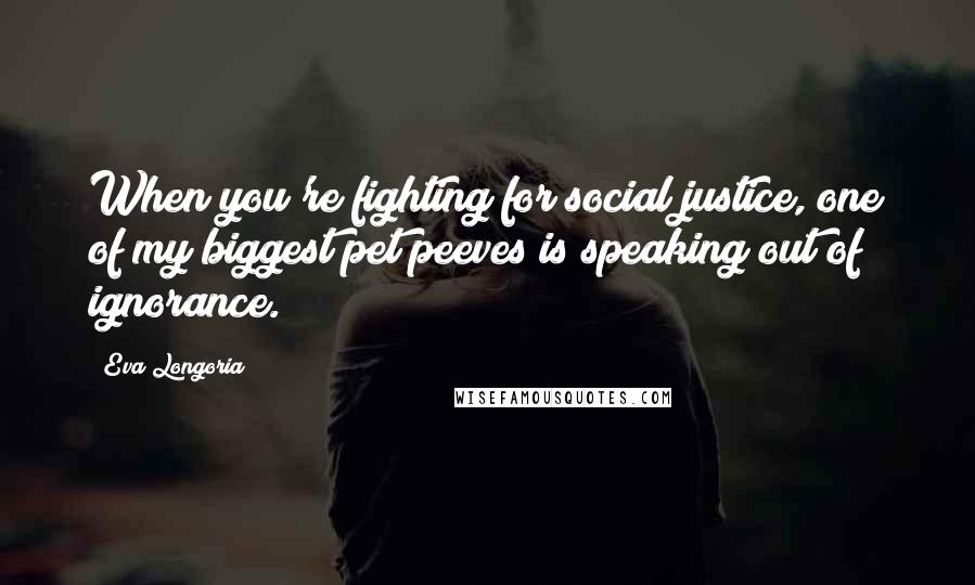 Eva Longoria Quotes: When you're fighting for social justice, one of my biggest pet peeves is speaking out of ignorance.