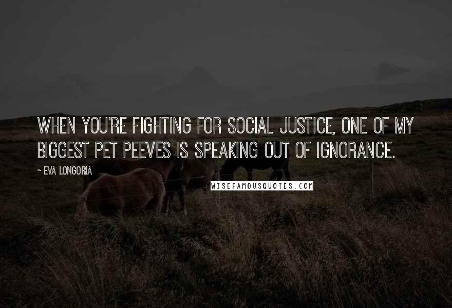 Eva Longoria Quotes: When you're fighting for social justice, one of my biggest pet peeves is speaking out of ignorance.