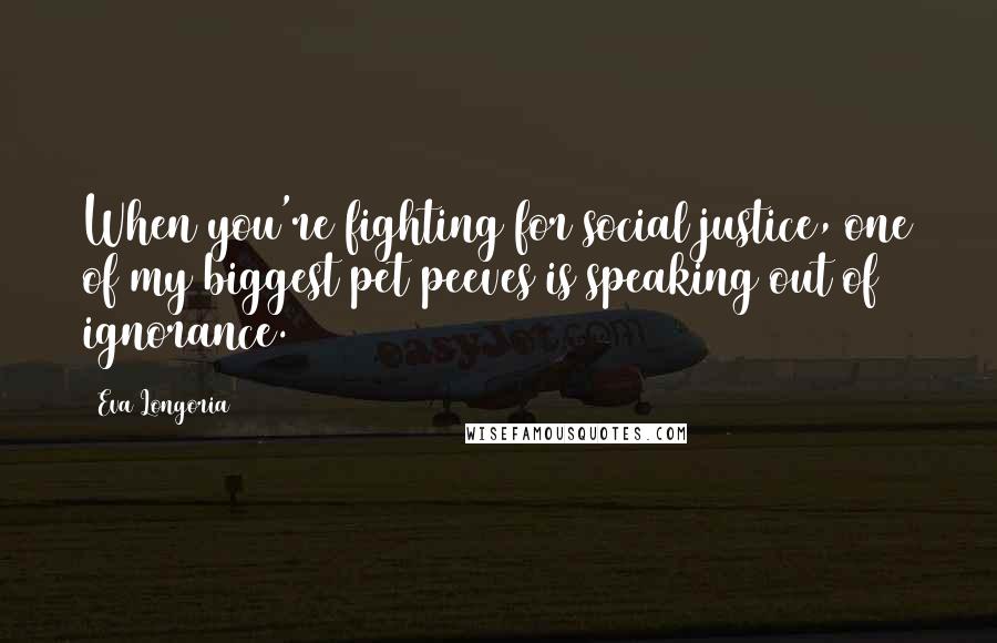 Eva Longoria Quotes: When you're fighting for social justice, one of my biggest pet peeves is speaking out of ignorance.