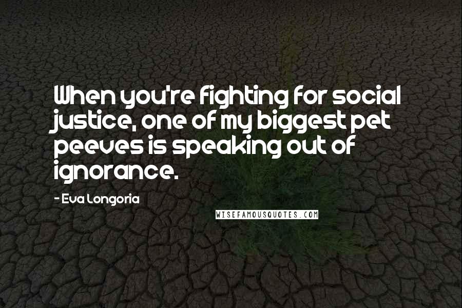 Eva Longoria Quotes: When you're fighting for social justice, one of my biggest pet peeves is speaking out of ignorance.