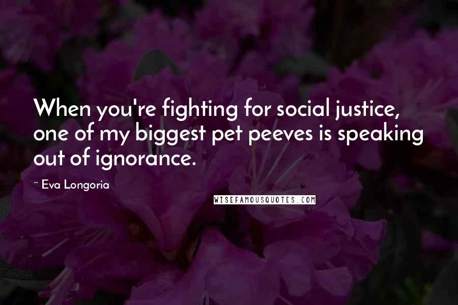 Eva Longoria Quotes: When you're fighting for social justice, one of my biggest pet peeves is speaking out of ignorance.