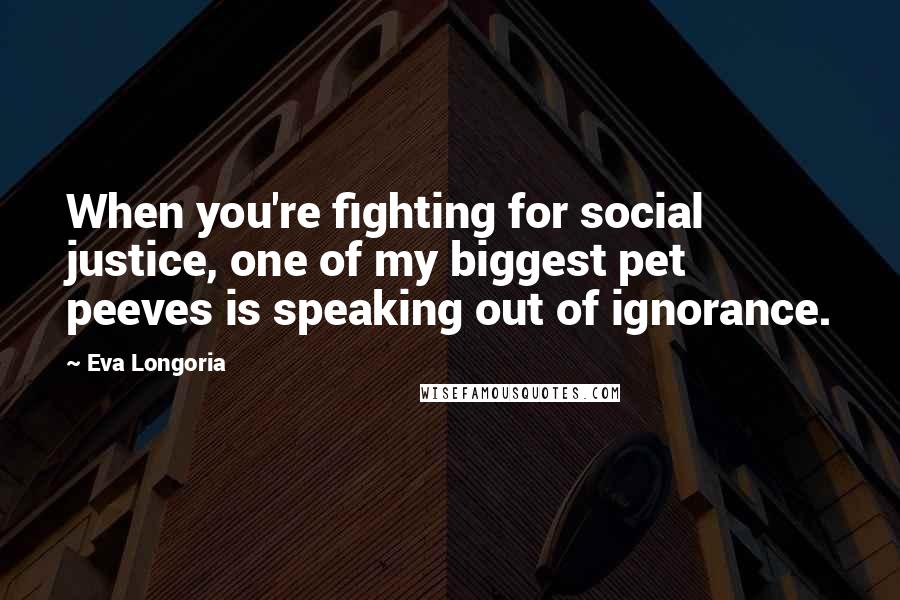 Eva Longoria Quotes: When you're fighting for social justice, one of my biggest pet peeves is speaking out of ignorance.