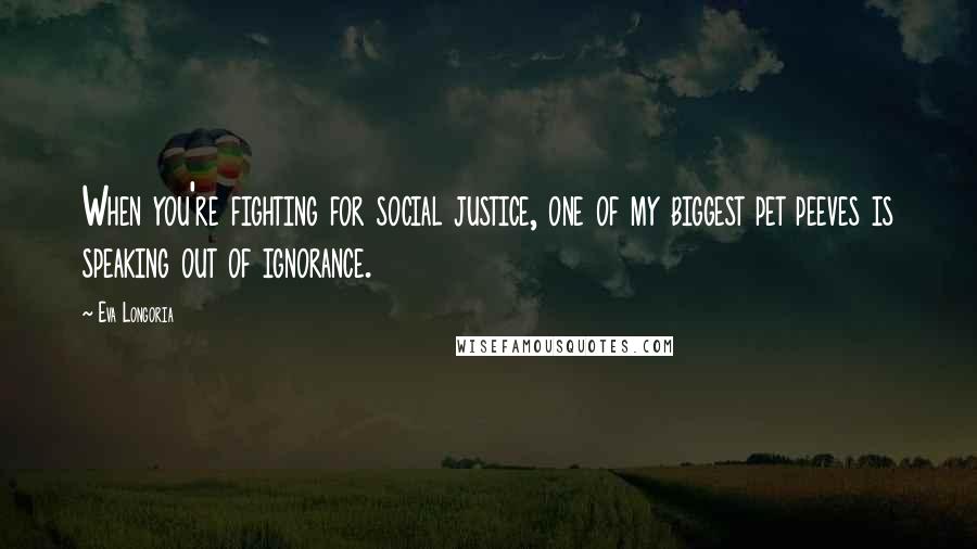 Eva Longoria Quotes: When you're fighting for social justice, one of my biggest pet peeves is speaking out of ignorance.