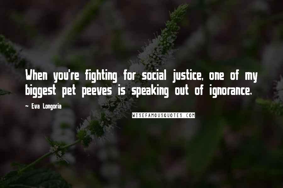 Eva Longoria Quotes: When you're fighting for social justice, one of my biggest pet peeves is speaking out of ignorance.