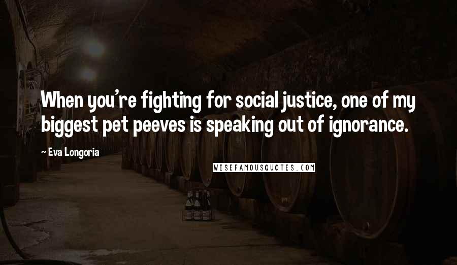 Eva Longoria Quotes: When you're fighting for social justice, one of my biggest pet peeves is speaking out of ignorance.