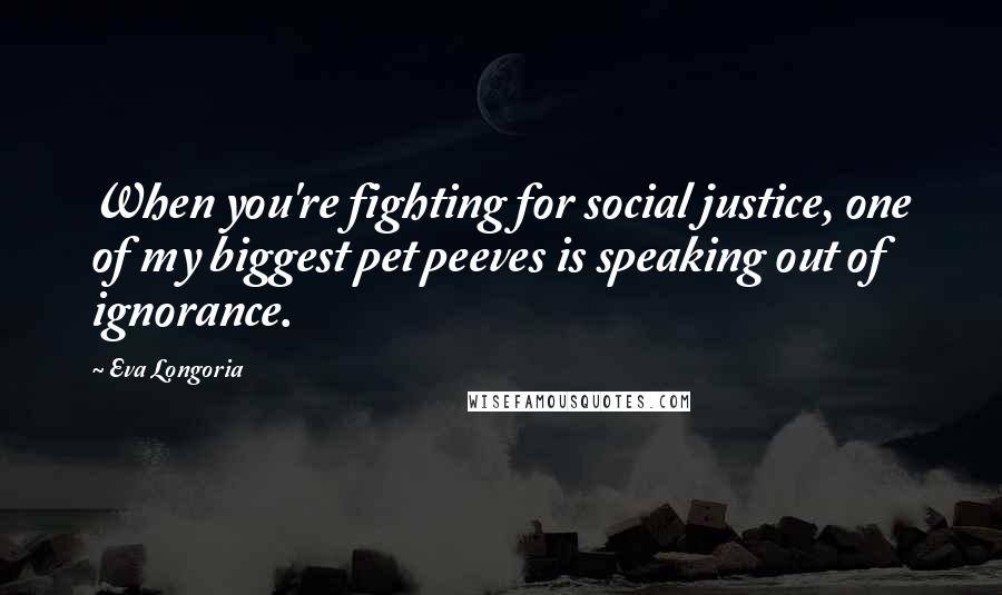 Eva Longoria Quotes: When you're fighting for social justice, one of my biggest pet peeves is speaking out of ignorance.