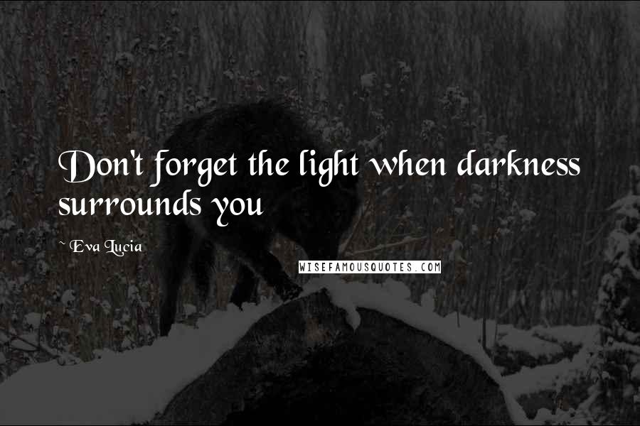 Eva Lucia Quotes: Don't forget the light when darkness surrounds you