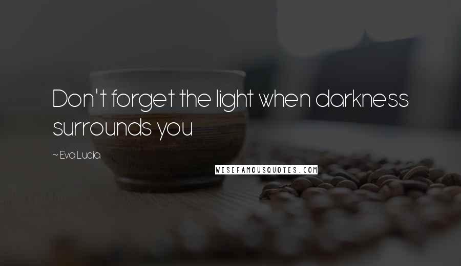 Eva Lucia Quotes: Don't forget the light when darkness surrounds you