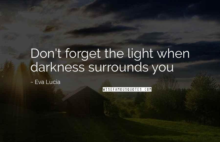 Eva Lucia Quotes: Don't forget the light when darkness surrounds you