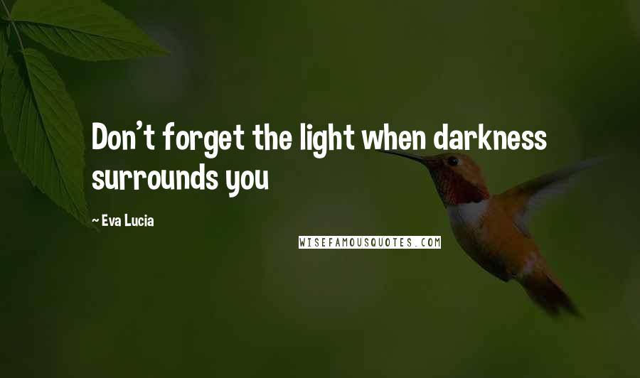 Eva Lucia Quotes: Don't forget the light when darkness surrounds you