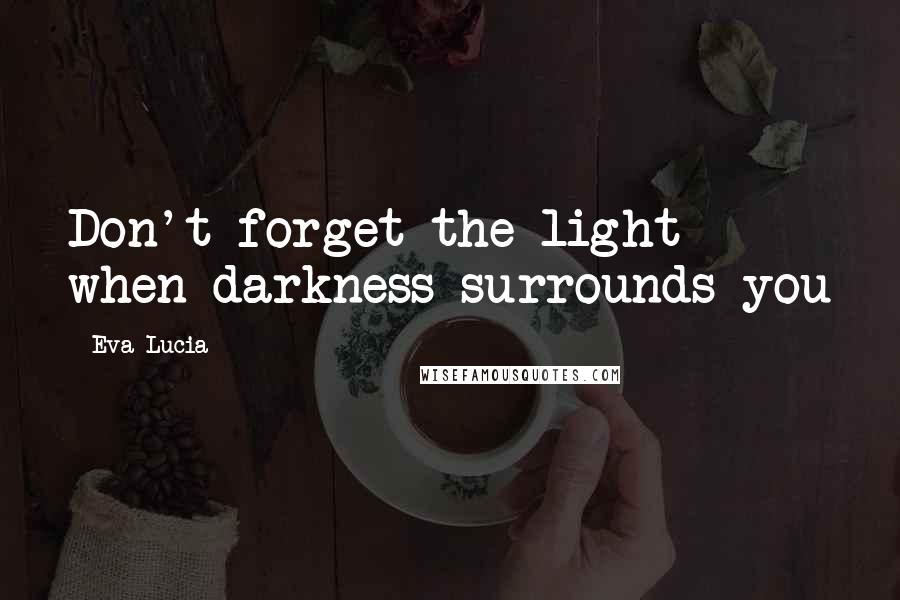 Eva Lucia Quotes: Don't forget the light when darkness surrounds you