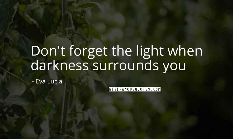Eva Lucia Quotes: Don't forget the light when darkness surrounds you
