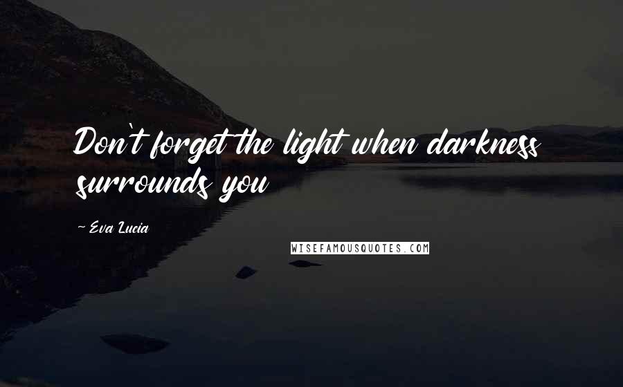 Eva Lucia Quotes: Don't forget the light when darkness surrounds you