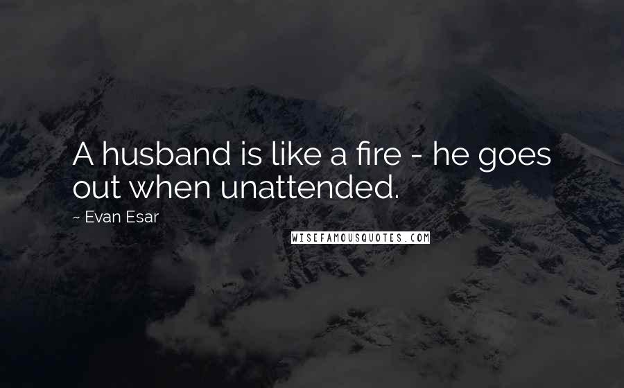 Evan Esar Quotes: A husband is like a fire - he goes out when unattended.