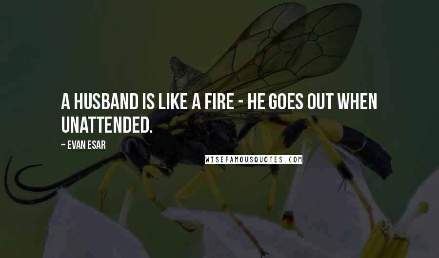 Evan Esar Quotes: A husband is like a fire - he goes out when unattended.