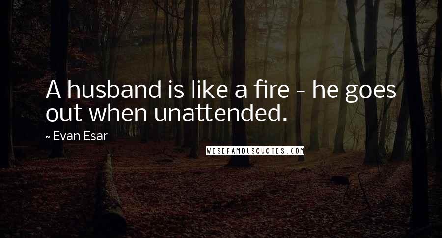 Evan Esar Quotes: A husband is like a fire - he goes out when unattended.