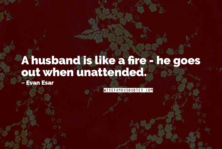 Evan Esar Quotes: A husband is like a fire - he goes out when unattended.