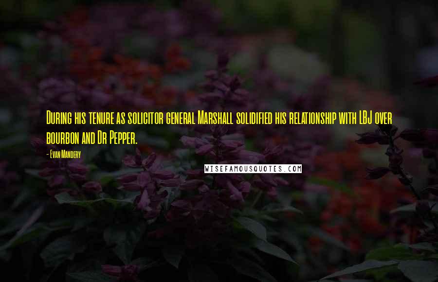 Evan Mandery Quotes: During his tenure as solicitor general Marshall solidified his relationship with LBJ over bourbon and Dr Pepper.