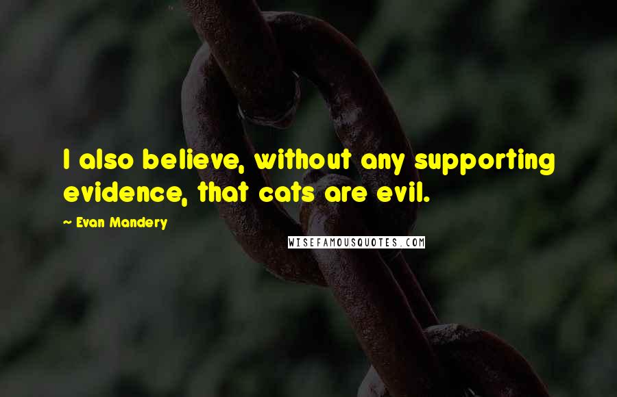 Evan Mandery Quotes: I also believe, without any supporting evidence, that cats are evil.