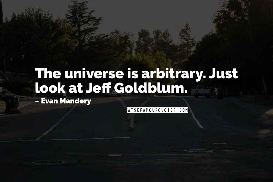 Evan Mandery Quotes: The universe is arbitrary. Just look at Jeff Goldblum.