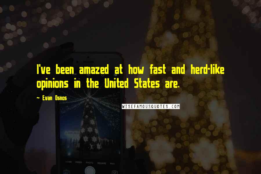 Evan Osnos Quotes: I've been amazed at how fast and herd-like opinions in the United States are.