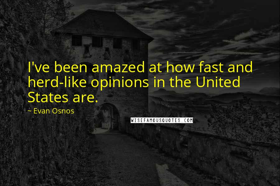 Evan Osnos Quotes: I've been amazed at how fast and herd-like opinions in the United States are.