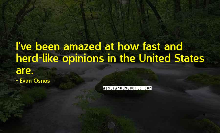 Evan Osnos Quotes: I've been amazed at how fast and herd-like opinions in the United States are.